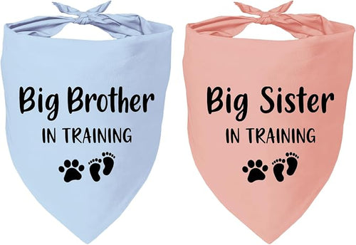 2 Pack Dog Bandana Pregnancy Announcement, Big Brother Sister in Training by YROVWENQ