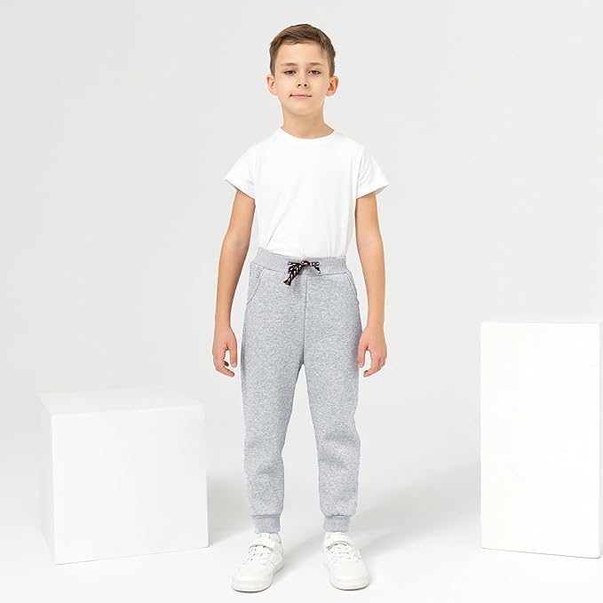 3 Pack Boy's and Girl's Fleece Pull on Jogger Sweatpant with Pockets and Drawstring 2-13 Years