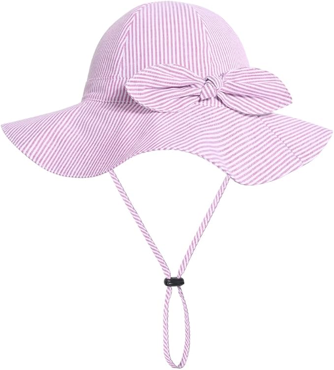 Baby Girl Sun Hat with UPF 50+ Outdoor Adjustable Beach Hat with Wide Brim Bucket Hats