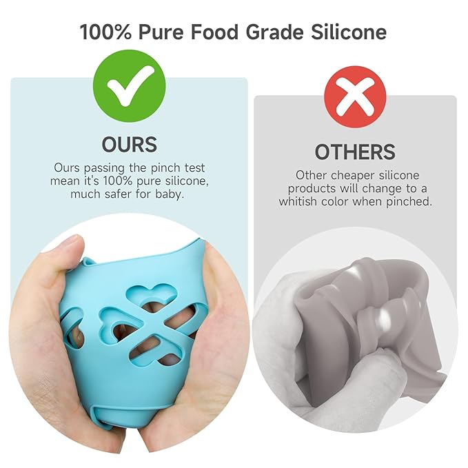 MORLIKE 4 Pack Silicone Sleeves Fit for 8 oz/250 mL Dr. Brown's Natural Narrow Glass Baby Bottle, 100% Silicone Covers Protect Glass Bottle, Easy to Grip Baby Bottle Holders for SB81003-P4, SB82023-P2