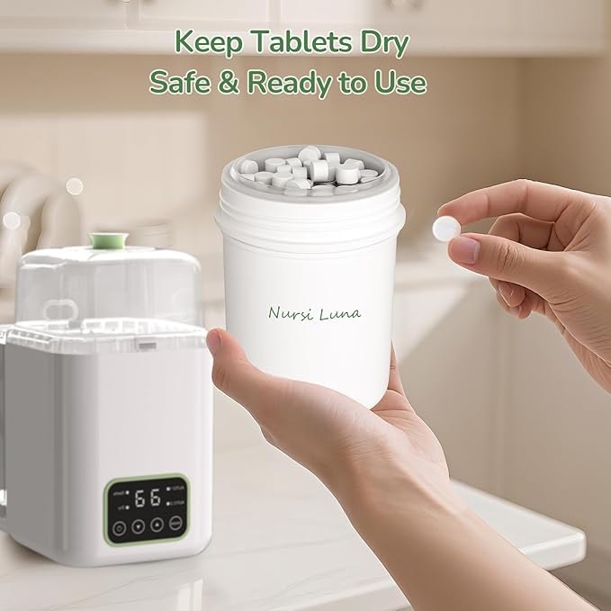Detergent Tablets for All Brands Baby Bottle Washers, 90 Count Gentle Formula Baby Bottle Washer Tablets with Storage Container, Fast-Dissolving, Efficiency Removes Milk Residue & Odor