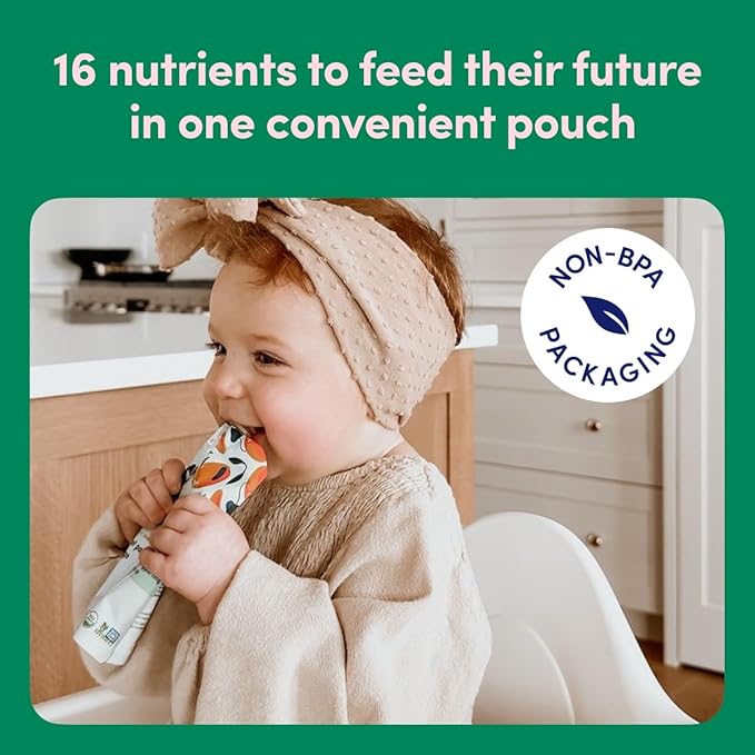 Cerebelly Organic Baby Food Pouches, White Bean Pumpkin Apple Purees, 16 Nutrients, No Added Sugar, Fiber & Non-GMO, 4oz, 12 Pack