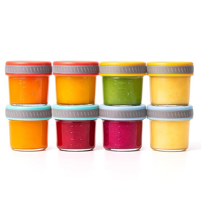 Tronco Glass Food Storage Jars with Lids (4 oz, 8-Pack) – Baby Food, Breast Milk, Snacks, Puree, Reusable Small Containers for Meal Prep & Spice Storage, Freezer, Microwave, Dishwasher Safe