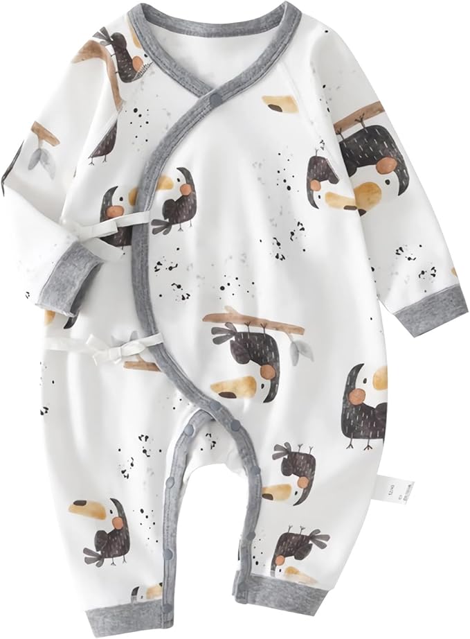 100% Organic Cotton Soft 0-6 Months Unisex Footless Newborn Baby Sleepers Pajamas Romper Boys Girls Long Sleeve