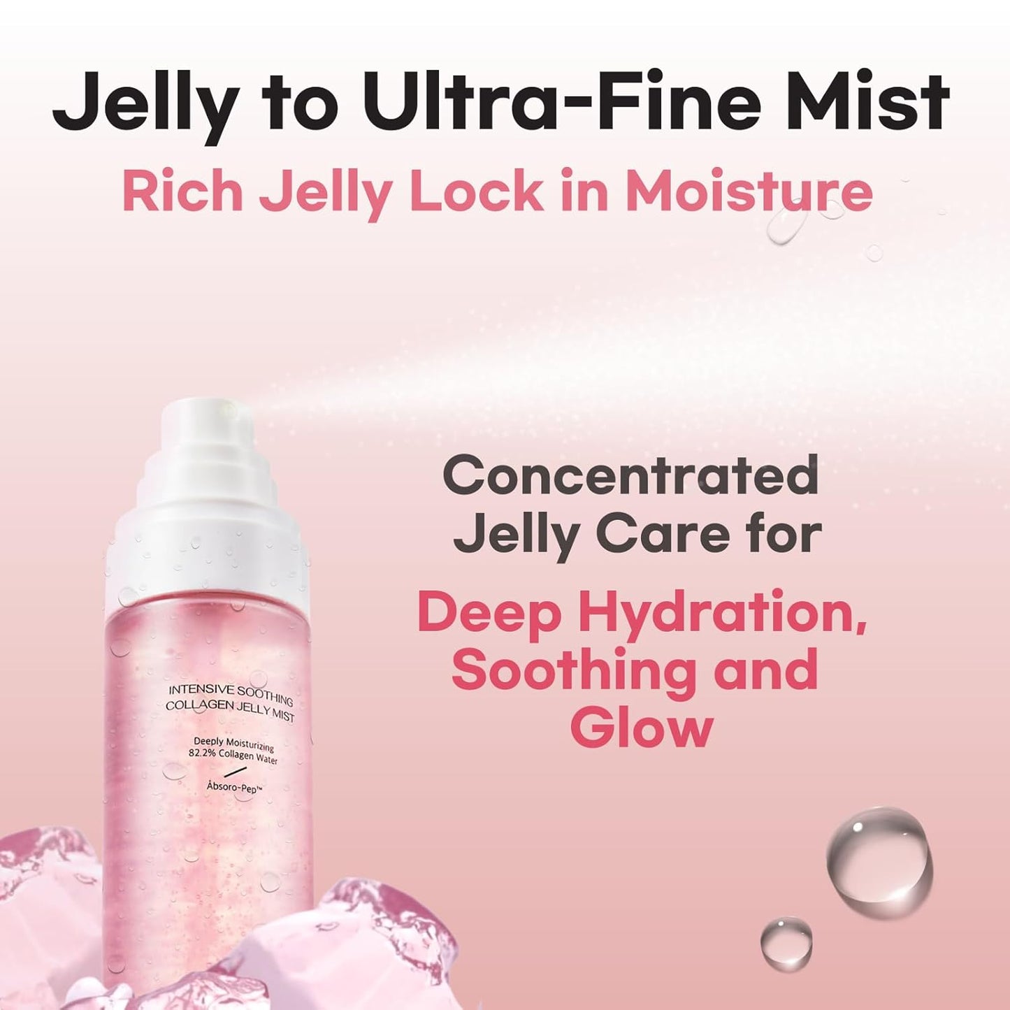 Intensive Soothing Collagen Jelly Mist, Deep Hydration, Elasticity, Moisturizer, Glow & Dewy, Face mist, Spray, Hyaluronic Acid, Lightweight Gentle for All Skin, Korean Skin Care 3.38 fl oz