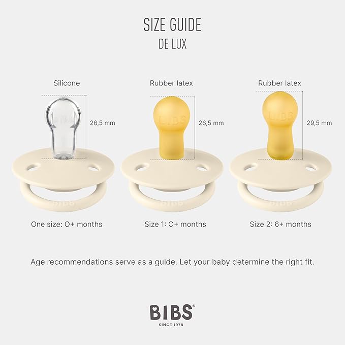 BIBS De Lux Baby Pacifier 2-Pack | Made in Denmark | BPA Free Dummy Soother, Round Nipple. Silicone, OneSize (0-36 Months), Island Sea/Sage