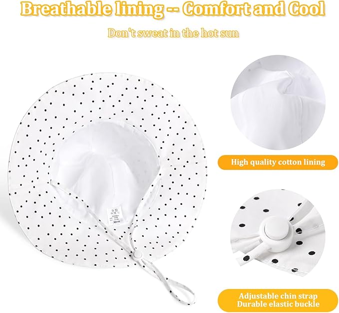 Baby Girl Sun Hat with UPF 50+ Outdoor Adjustable Beach Hat with Wide Brim Bucket Hats