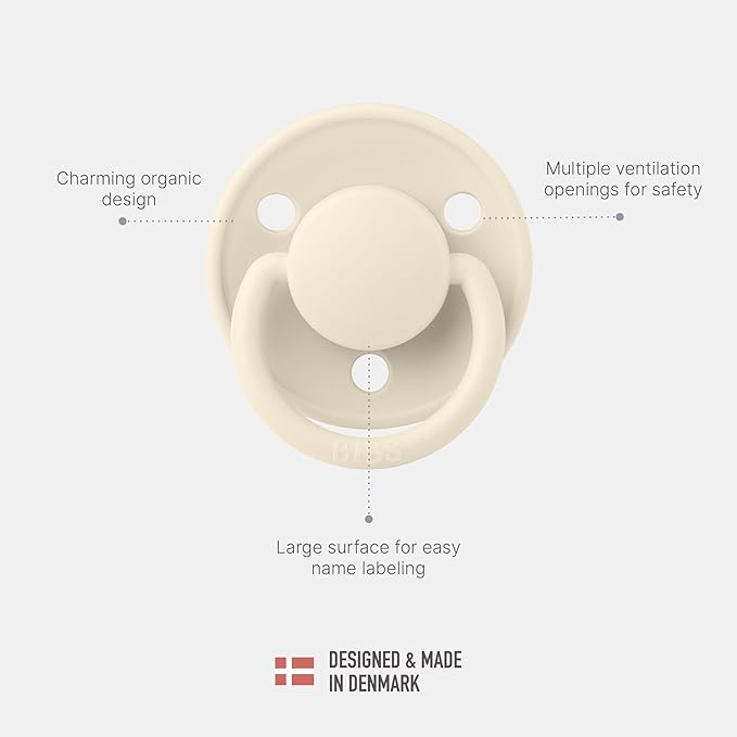 BIBS Pacifiers OneSize | 2-Pack Soothers | BPA-Free Symmetrical Nipple | Made in Denmark | Dusty Blue/Steel Blue De Lux Pacifier