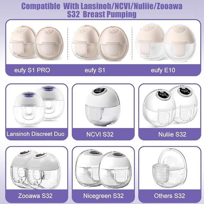 8pcs Duckbill Valves and 4pcs Silicone Diaphragms Compatible with Lansinoh Discreet Duo, eufy E10 S1 S1 Pro,NCVI Nuliie NICEGREEN Life S32 Breast Pump Replacement Parts, S32 Breast Pump Accessories