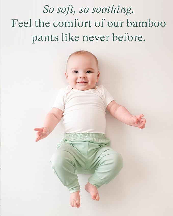 PurComfy Supersoft Baby Pants, 2-Pack Premium Bamboo Viscose Jogger Pants, Elastic Waist, Unisex 0-24 Months