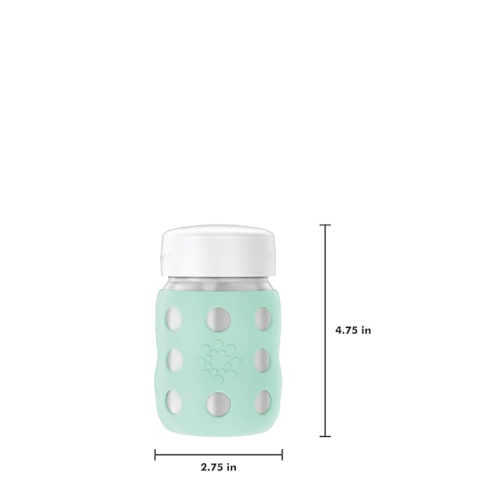 Lifefactory 8-Ounce Stainless-Steel Vacuum-Insulated Wide-Neck Baby Bottle with Flat Cap, Mint (LS2231WMI4)