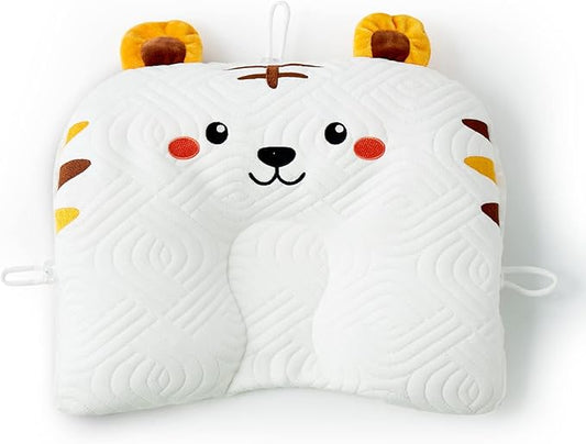 Reidio Adjustable Toddler Pillow Soft and Breathable Ergonomic Design Small Pillow Washable (Tiger)