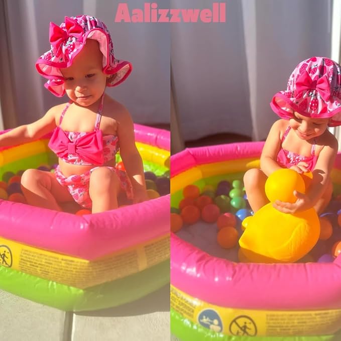 Aalizzwell Baby Girl 2-Piece Bikini Swimsuit with Hat