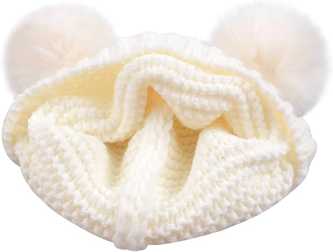 Duoyeree Baby Winter Hat Scarf Glove Beanie Set Girls Boys Pom Pom Knitted Beanie Mitten Scarves for Toddler 0-3T