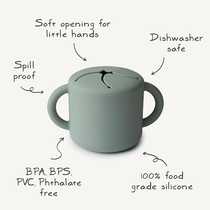 mushie Silicone Snack Cup | Spill Proof Food Container for Toddler and Baby (Powder Blue)