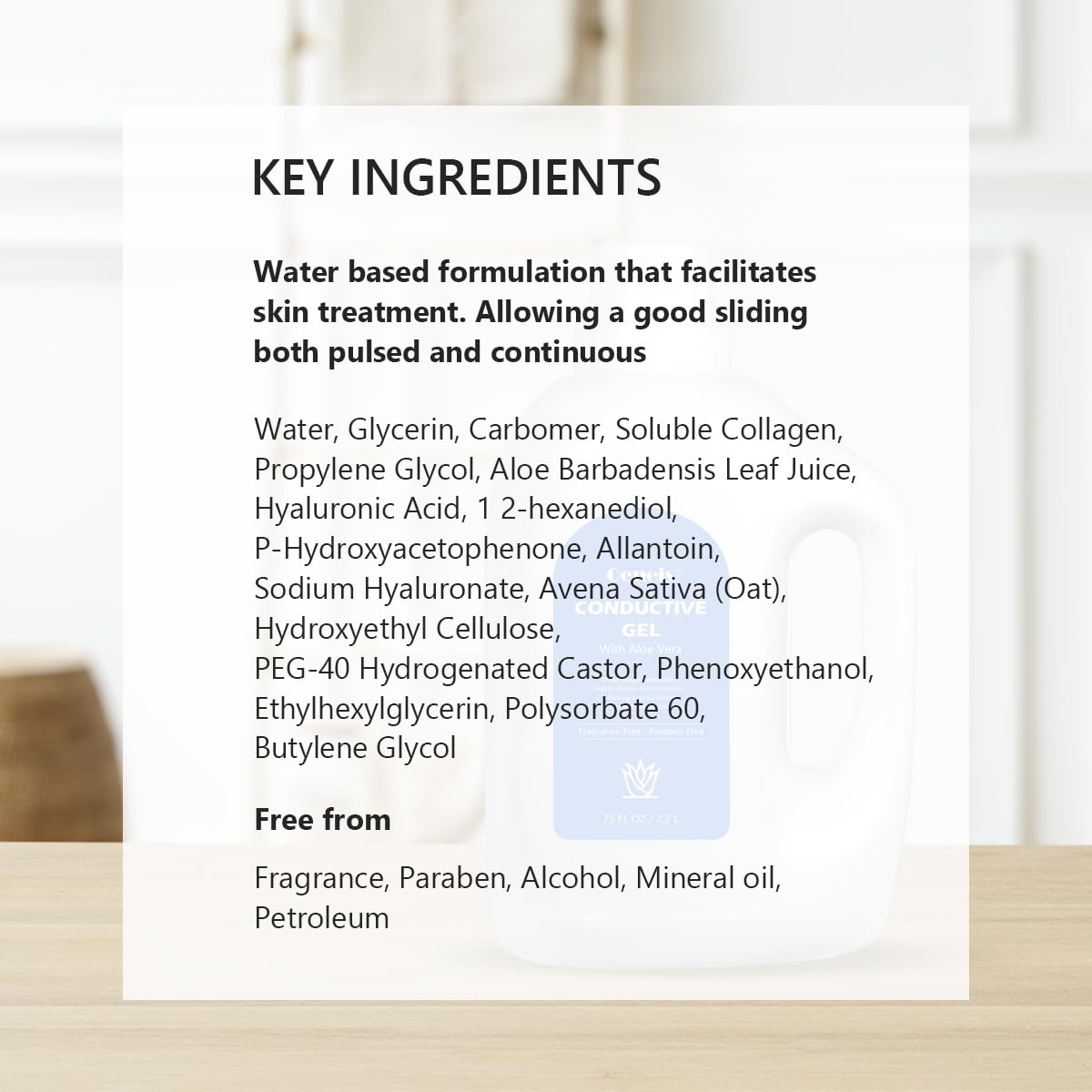 Conductive Gel with Aloe Vera for Face Microcurrent, Deep Hydrating Formula Radio Frequency Gel, Fragrance-Free, Paraben-Free, 75 fl oz