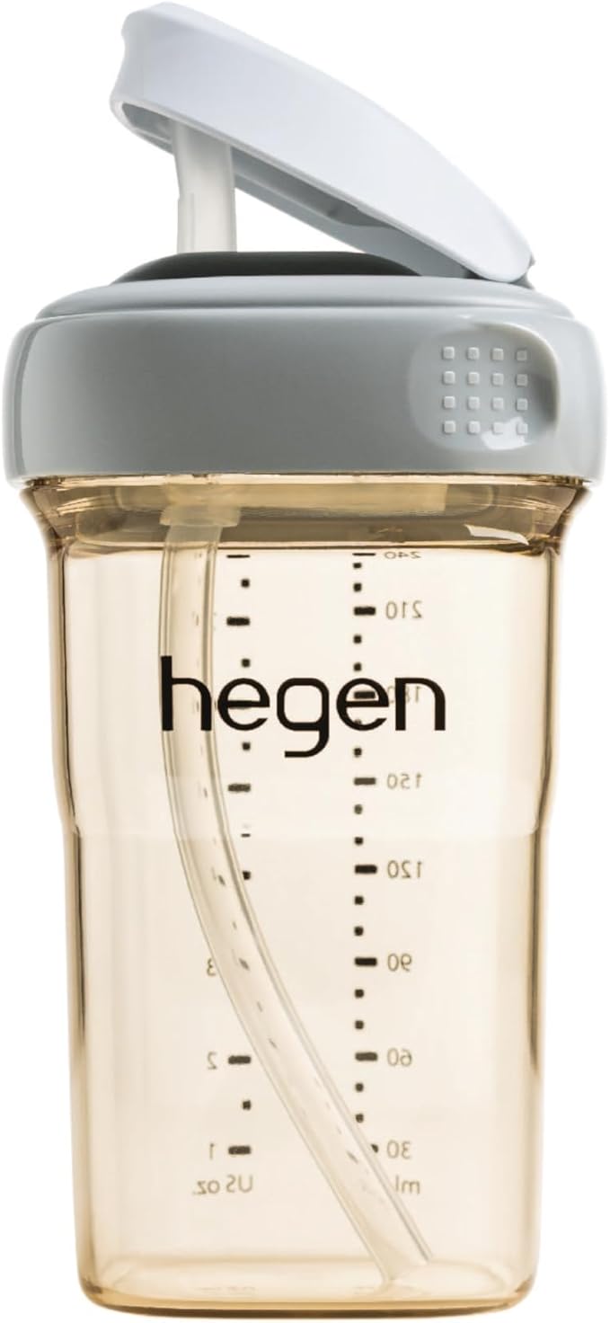 hegen PCTO™ 240ml/8oz Straw Cup PPSU Grey (Slow Flow) - 6 months and above