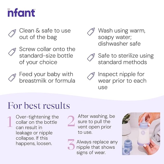 nfant | 2X Standard Flow Nipple, Blue (18ml/min), 4-Pack