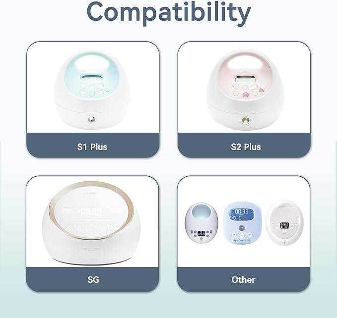 19 mm Flange Set Compatible with Spectra/Motif Luna Wide-Mouth Bottles, Breast Pump Parts Includes Breast Shield Tubing Valve Backflow Protector, Not Original Spectra Accessories