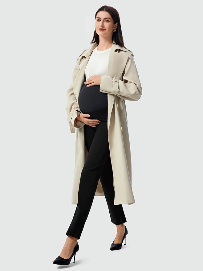 AFITNE Maternity Pants for Work Over The Belly Straight Leg Dress Slacks Strethy Pregnancy Office Casual Yoga Pants