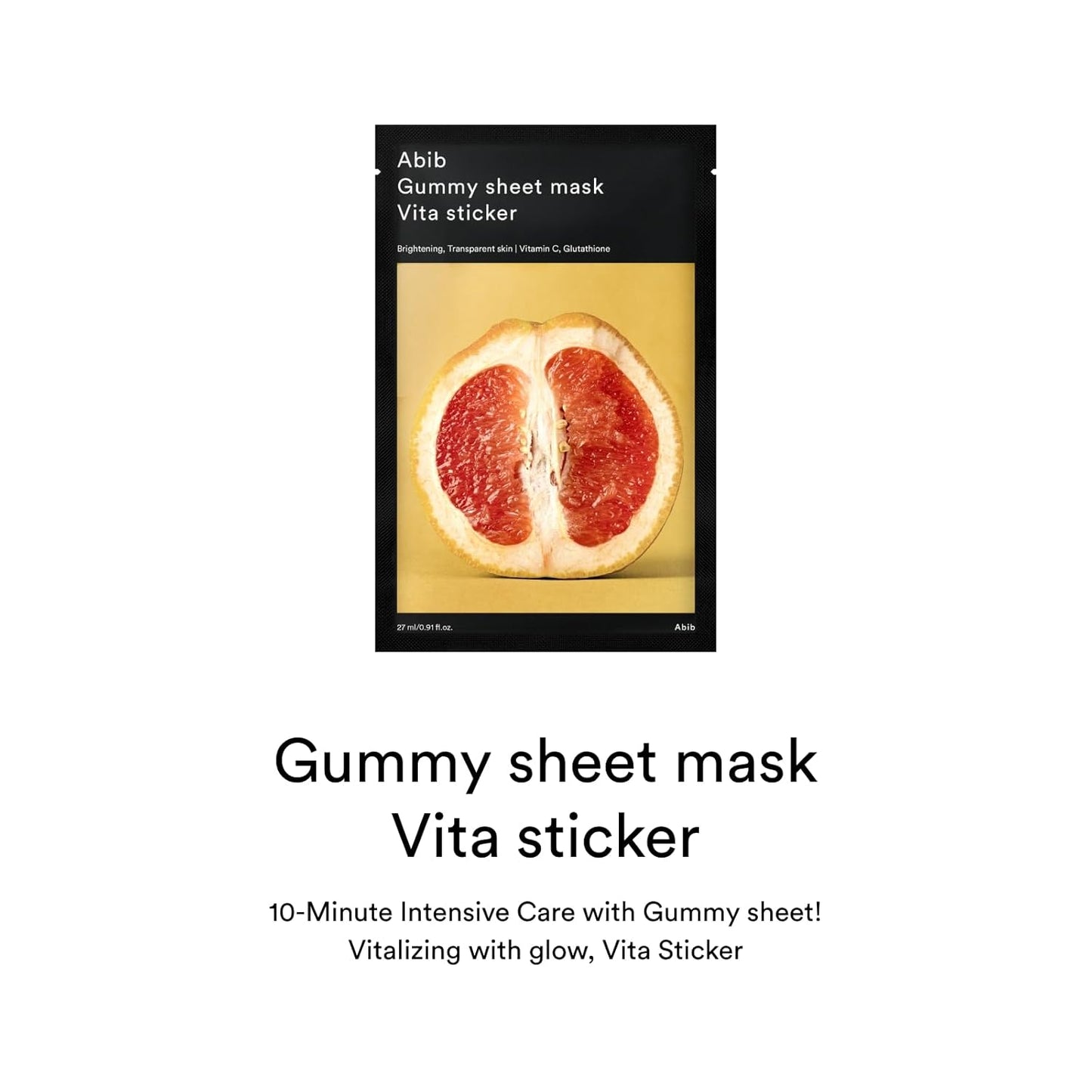 Abib Gummy Sheet Mask Vita Sticker(10 sheets) IBrightening & Soothing Sheet Mask with Niacinamide, Cica, Peptides & Vitamin Complex, Korean Skincare for Sensitive Skin