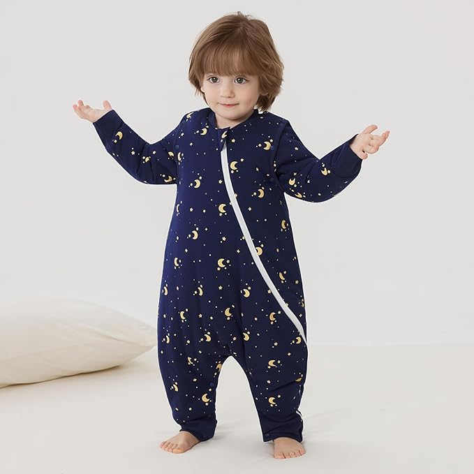 Duomiaomiao 3.5 TOG Toddler Sleep Sack 3-4T 100% Cotton Winter Side Open Zipper Baby Sleep Sack with Feet, Warm Toddler Wearable Blanket