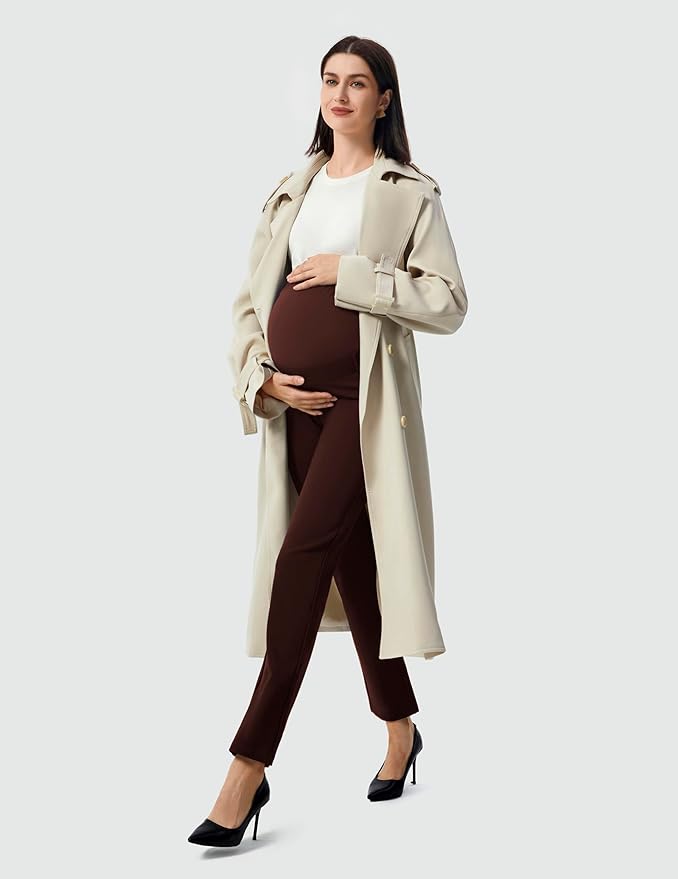 AFITNE Maternity Pants for Work Over The Belly Straight Leg Dress Slacks Strethy Pregnancy Office Casual Yoga Pants