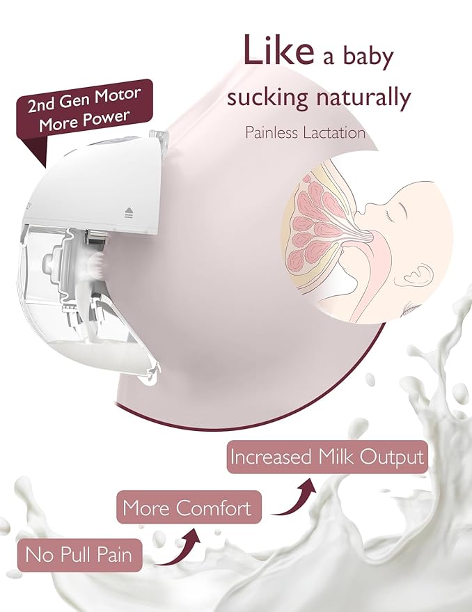Momcozy M5 Hands-Free Wearable Breast Pump, Double-Sealed Flange for Baby-Like Comfort, 3 Modes & 9 Suction Levels, Portable Electric Pump – 24mm, 2-Pack Quill Gray