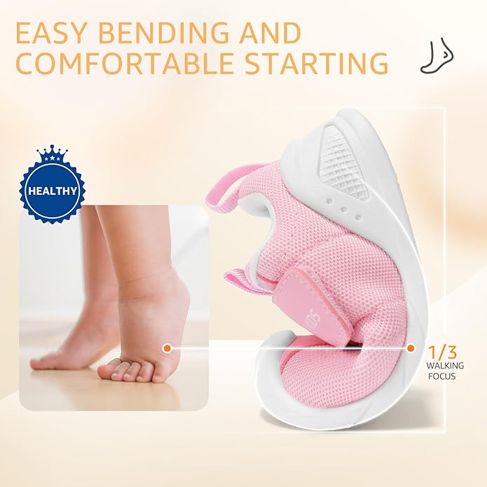 Baby Shoes Wide Toe Box Infant Boy Girl First Walker Shoe Toddler Crib Barefoot Sneakers Non-Slip Sole Soft Breathable Mesh Lightweight Walking Indoor Newborn Chubby Babies 6 9 12 18 24 Months