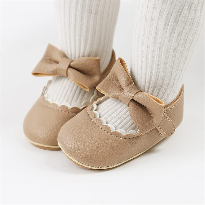 COSANKIM Baby Girls Mary Jane Flats Shoes Anti-Slip Rubber Sole Infant Toddler Princess Wedding Dress Shoes
