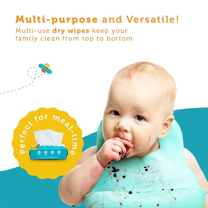 Whoopsie Wipes – The Original 100% Pure Cotton Dry Baby Wipes – Ultra Soft, Unscented, Chemical-Free Wipes for Sensitive Skin – Use Dry or Add Water for Wet Wipes – 6 Packs (600 Count)