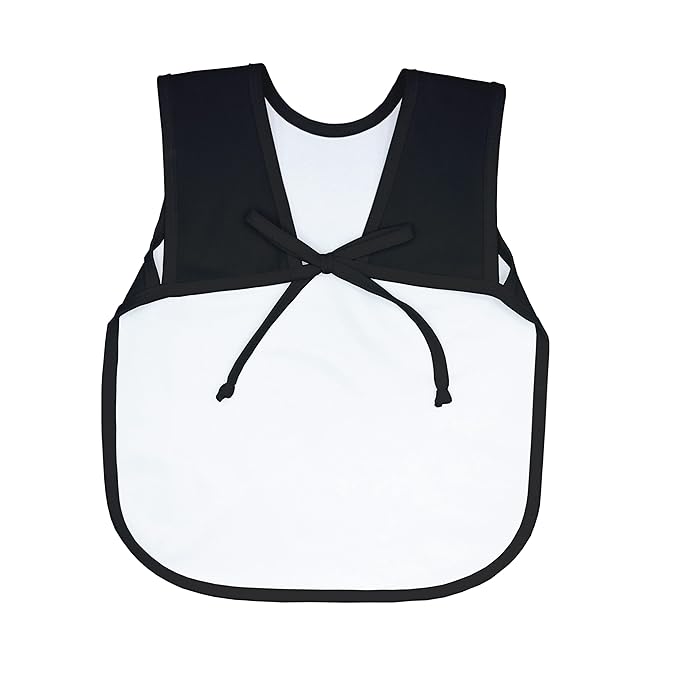 BapronBaby Minimalist Black Bapron - No Neck Tie Safer Bib for Baby & Toddler - Soft Waterproof Stain Resistant - Machine Washable - Sz Baby/Toddler 6m-3T