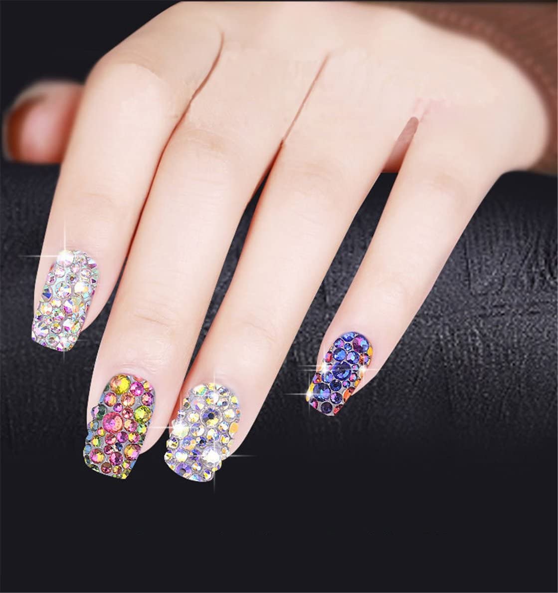 3000 Pieces SS6 2mm Flatback Rhinestones AB Clear Round Gems Crystals for Nail Art DIY Crafts Clothes Shoes Bags （Transparent Light Purple AB）