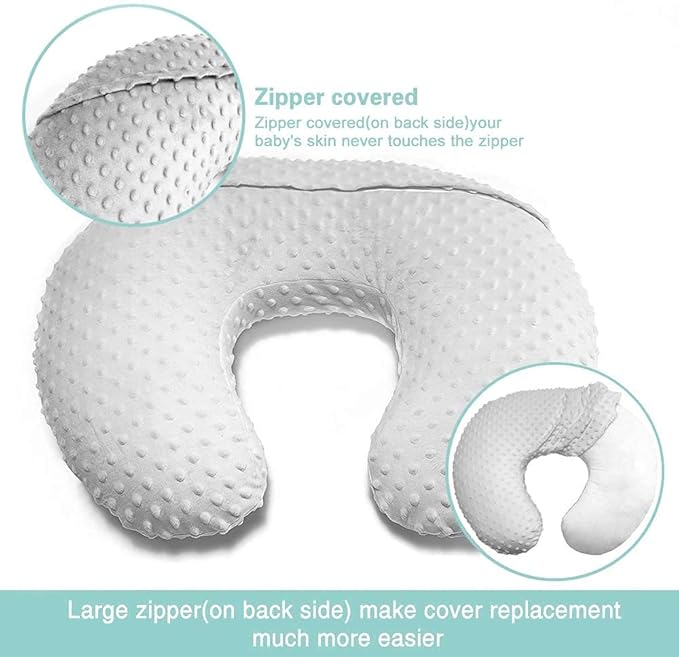 iEvolve Nursing Pillow Cover Breast Feeding Pillow Support Positioner Lounger Cover for Baby Boy Girl(Silver Grey)