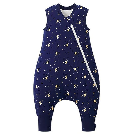 Duomiaomiao 2.5 TOG Toddler Sleep Sack 12-24 Months 100% Cotton Winter Side Open Zipper Baby Sleep Sack with Feet, Warm Toddler Wearable Blanket