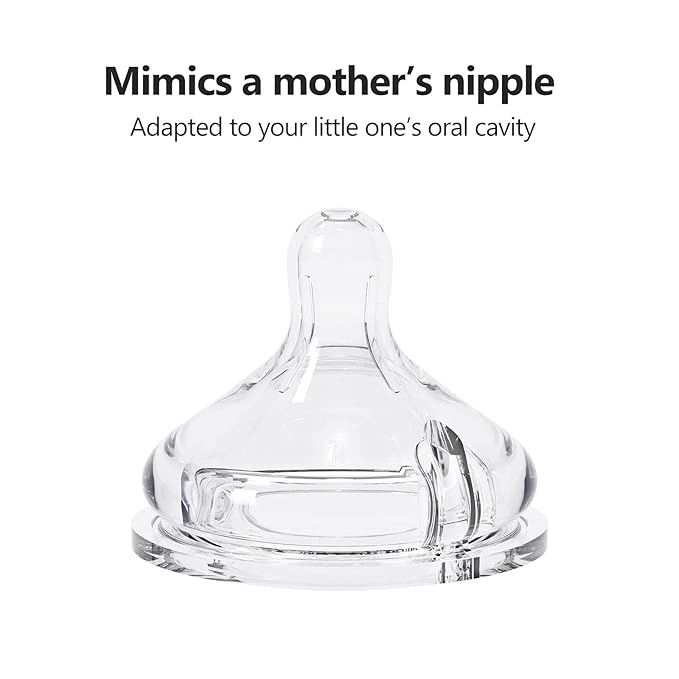 Yooforea Silicone Coated Glass Baby Bottle, 0M+ Slow Flow Nipple I Anti-Colic, Wide Neck, Stable Base I Medical-Grade Silicone Coating for Shatter Protection, BPA BPS PVC Free (2 Pack, 3 Ounce-Fog)