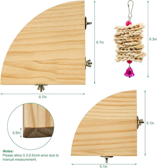 2 Pack Bird Perch Platform, Parrot Stand Sector Playground Wood Perch Stand Toy - Image 2