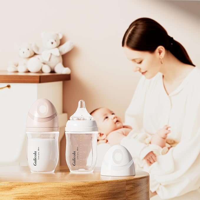Gulicola Natural PP Baby Breastfeeding Bottles Newborn Set 2 Pack, Slow Flow Nipples, 0 Months +, 5 Oz - White