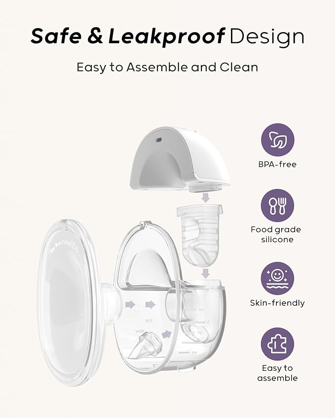 Nuliie Hands-Free Breast Pump, Wearable Breastfeeding Pump 4 Modes 9 Levels with 18/21/24MM Flange, Electric Breast Pump Portable, Replaced Pumping Accessories Included (2 Packs, White)