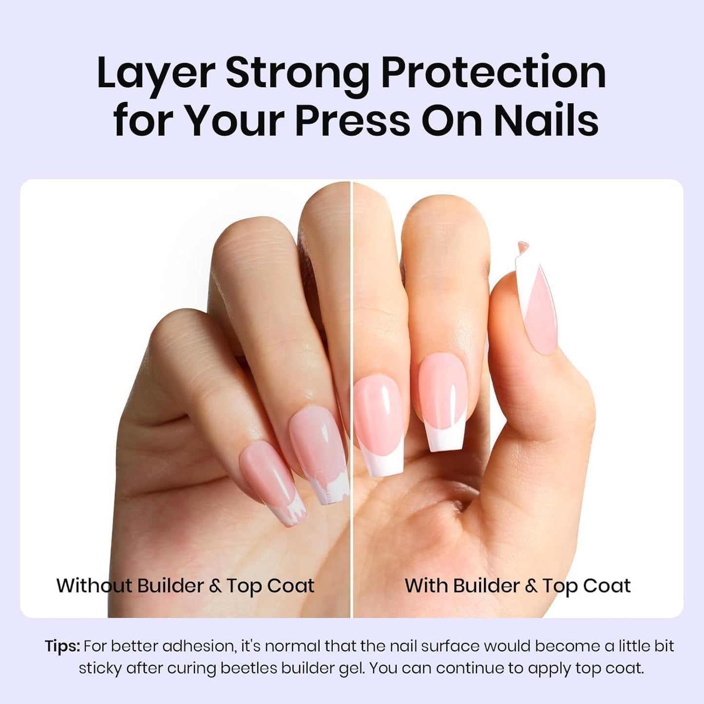 Beetles Gel Nail Glue Kit, 15ml Nail Glue Builder & Extra Glossy Top Coat Gel Nail Polish 3 Pcs Soak Off UV Kit for Long-Lasting Shine, Manicure Nail Art Design Diy at Home Gifts for Women