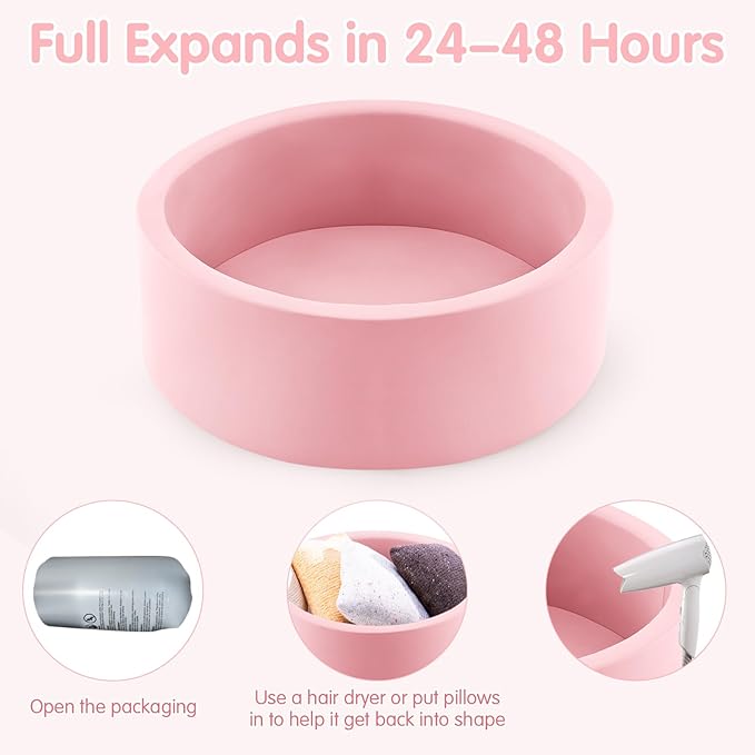 INFANS Foam Ball Pit for Toddlers with 200 Balls, 36"x 12" Large Round Ball Pool Playpen with Soft Memory Sponge Pad, BPA Free, Ideal Gift for Kids Babies Indoor Outdoor (Pink)