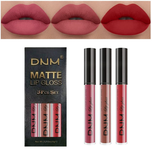 evpct 3Pcs Mauve Neutral Light Rosey Nude Blue Red Matte Liquid Lipstick Lip Stain Sets for Women Long Lasting 24 Hours Lipstick Light Skin labiales matte larga duracion 24 matenhoras originales