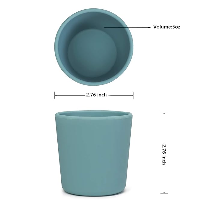 Silicone Toddler Cup 5 oz, First Open Cup for Toddlers 1-3 years old, Unbreakable, Non-Smell, Anti-Slip, Dishwasher Safe (Orange)
