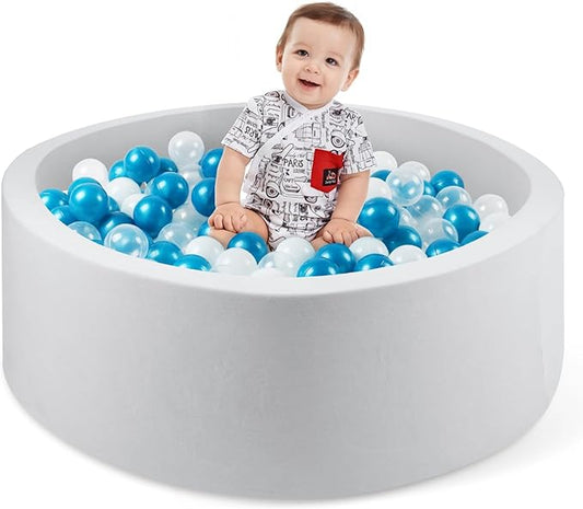 Foam Ball Pit for Toddlers, 35.4"x 11.8" Soft Round Ball Pit for Baby Children, Child Playpen Ball Pool, Easy to Clean or Install, Ideal Gift for Kids (Balls NOT Included) - Light Grey