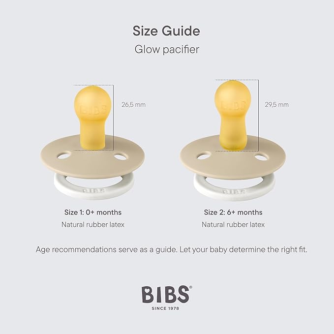 BIBS Colour Night Glow in The Dark Soother 2-Pack, BPA Free Dummy Pacifier, Round Nipple. Natural Rubber Latex, Made in Denmark, Size 2 (6-18 Months), Petrol Glow/Deep Space Glow