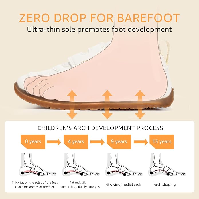 Toddler Wide Toe Box Barefoot Shoes Boys Girls Sneakers Kids Tennis Shoes Preschool Non Slip Lightweight Comfortable First Walking Shoes Running Outdoor Activities