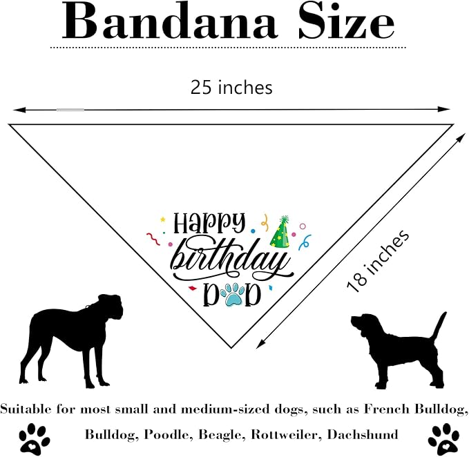 Happy Birthday Dad Black Dog Bandana Pet Scarf Accessories Funny Cute Puppy - Image 2