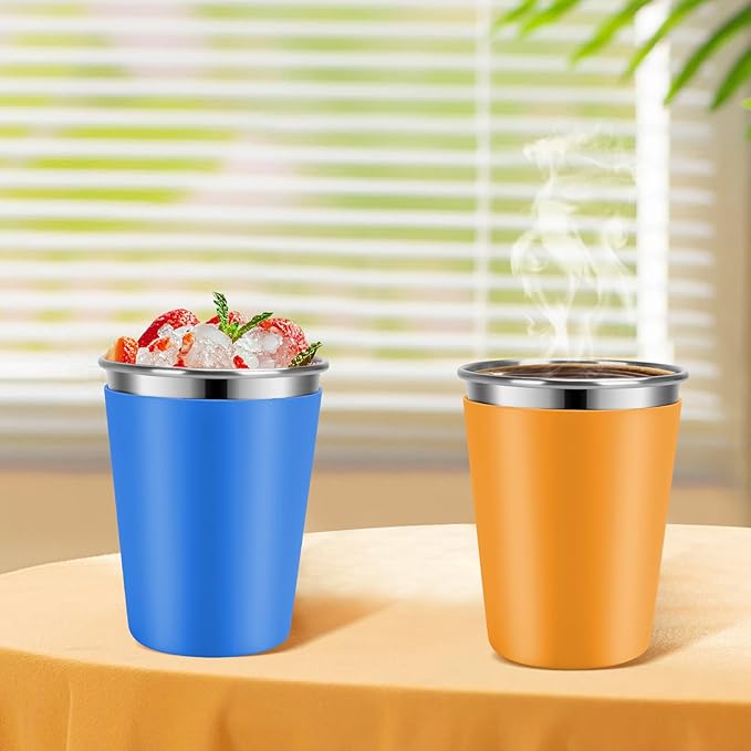 Kids Cups with Straws and Lids, 5 Pack 12oz Spill Proof Toddlers Straws Tumbler with Lids, Stainless Steel Sippy Cups with Lids for School, Outdoor, Multicolor