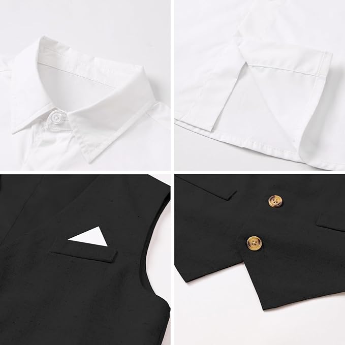 SANGTREE Boys Cotton Linen Suit Formal Set Baby Clothes Boy Gentleman Wedding Ring Bearer Outfits, 3 Months - 9 Years
