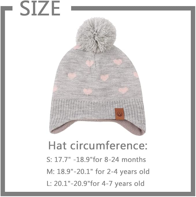 JANGANNSA Knitted Baby Hat Scarf Set Winter Warm Boys Girls Beanie Fleece Lining Toddler Kids Hats with Pompom